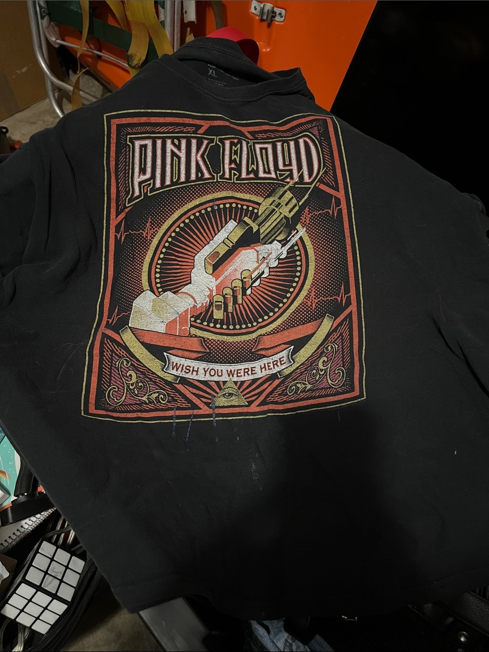 Pink Floyd Black Tee with Red, Gold and Cream Graphic